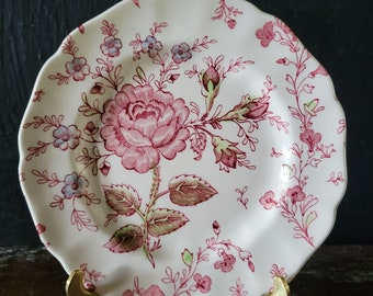 Vintage Johnson Brothers Rose Chintz Bread and Butter Plate - Black Backstamp