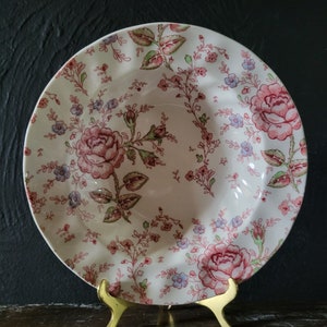 Vintage Johnson Brothers Rose Chintz Large Rim Soup Bowl / Cereal Bowl