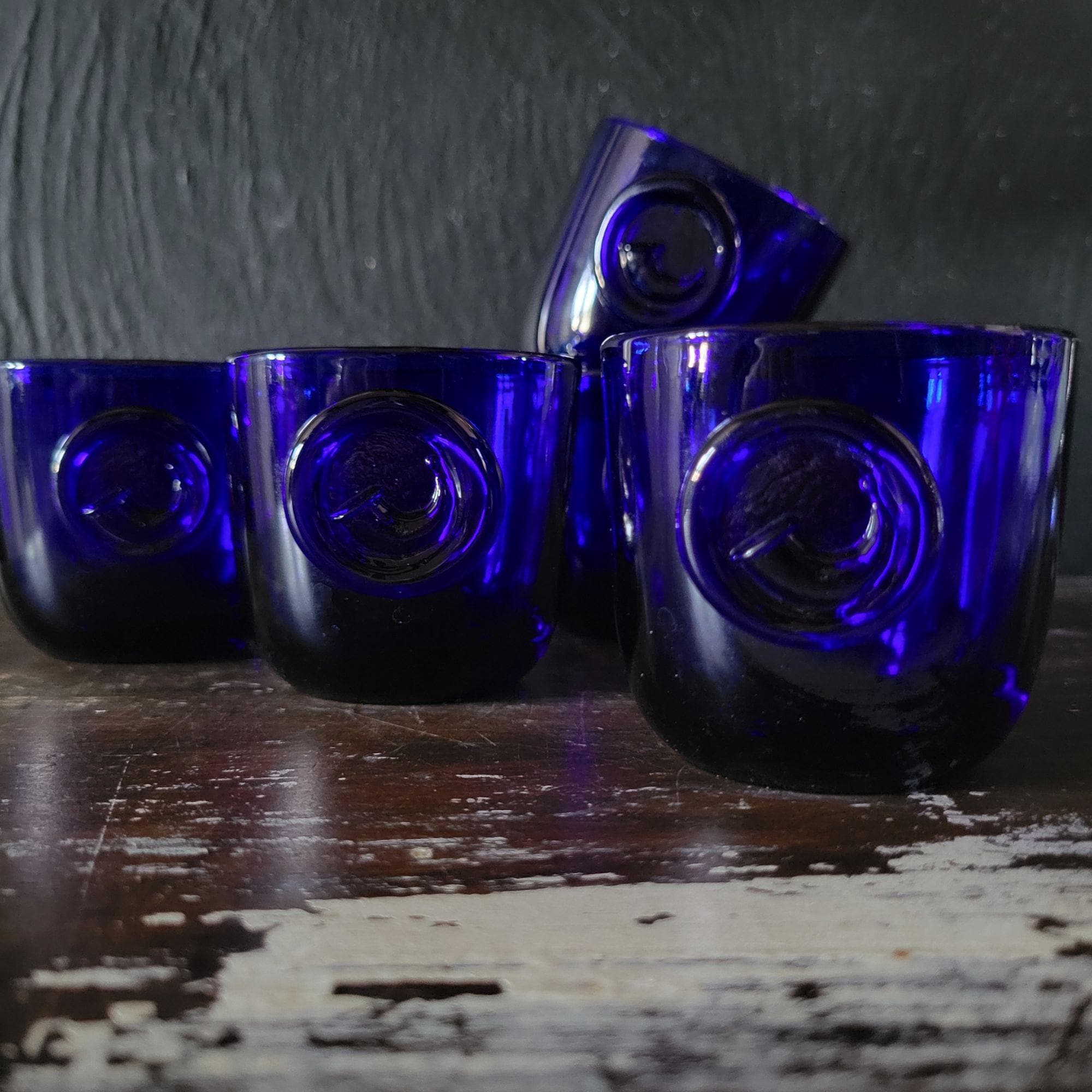 Set of 5 Cobalt Blue Viking Shot Glasses by Ole Winther for