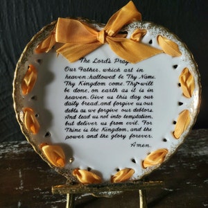 Small Vintage Heart Shaped The Lord&#39;s Prayer Decorative Plate Pierced Plate