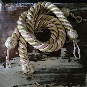 2 Open Style Curtain Tieback / Twisted Rope Curtain Tie Backs Pink Green White