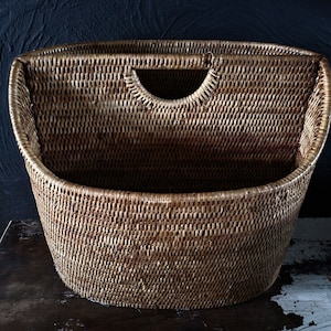 Rattan Newspaper Holder, Rattan Magazine Basket L37 X W23 X H31cm 