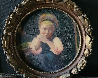Vintage Artinini Etched Engraving in Gilded Frame, Innocence, by Artini Art Inc