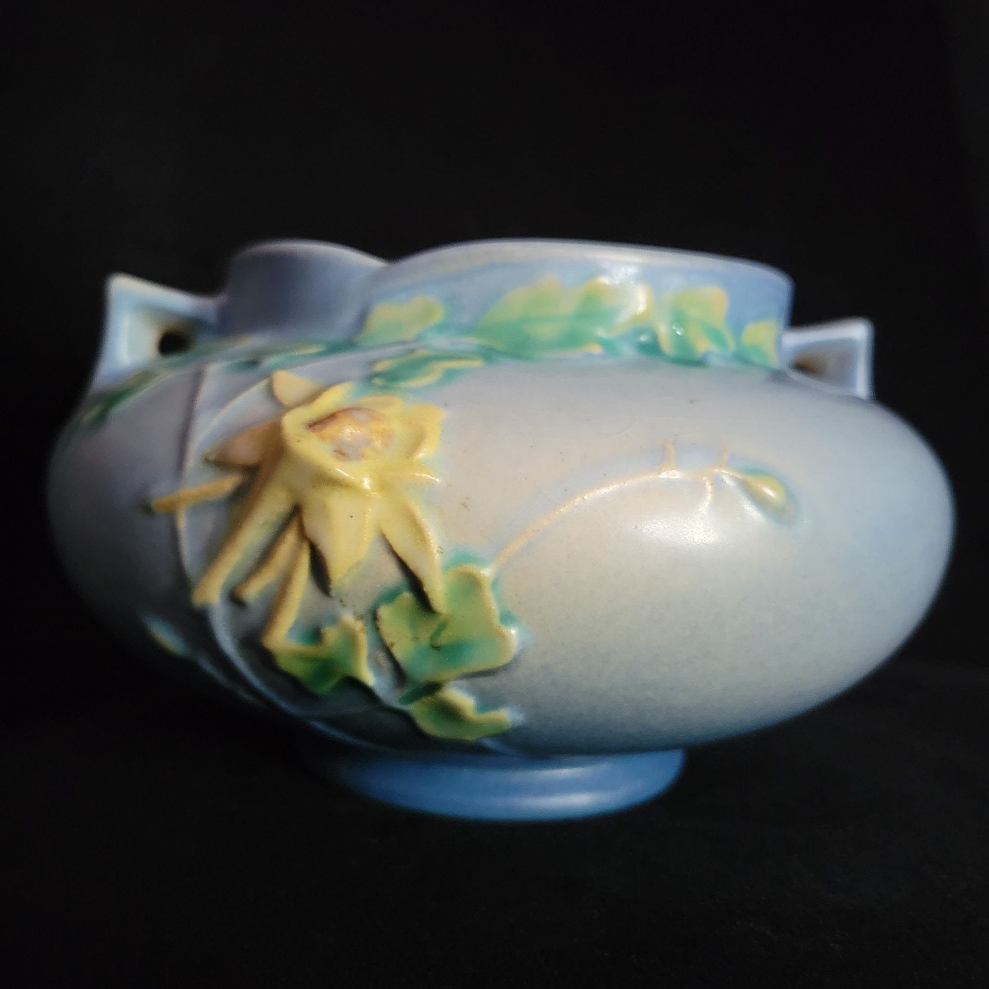 Vintage Roseville Pottery Blue Columbine Vase / Jardiniere Etsy