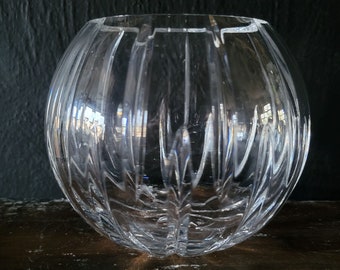 Small Vintage Crystal Rose Bowl, Round Flower Vase / Votive Holder, Hostess Gift