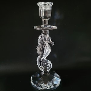 Vintage 11,5 &quot;Waterford Kristall Seepferd Kerzenhalter Elegantes Wohndekor