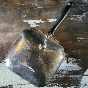 Vintage Silverplate Silent Butler with Black Handle w/ Claw Feet, Crumb Catcher