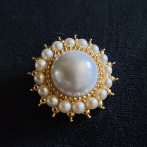 Vintage Gold JBK Camrose & Kross Faux Pearls and Gold Tone Brooch Pin