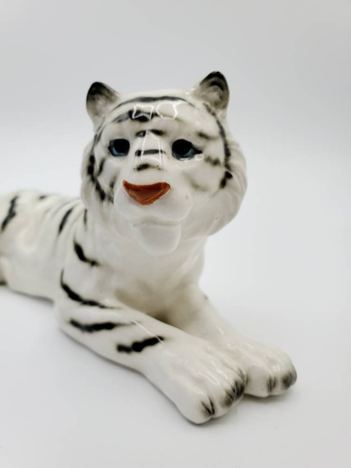 Vintage White Tiger Figurine Etsy