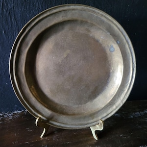 Vintage Brass Plate, Candle Plate, Trinket Dish with Patina Finish *Heavy 6.625&quot;