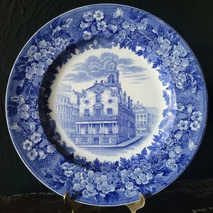 Vintage Wedgwood The Old State House in Boston Massachusetts Blue Transferware