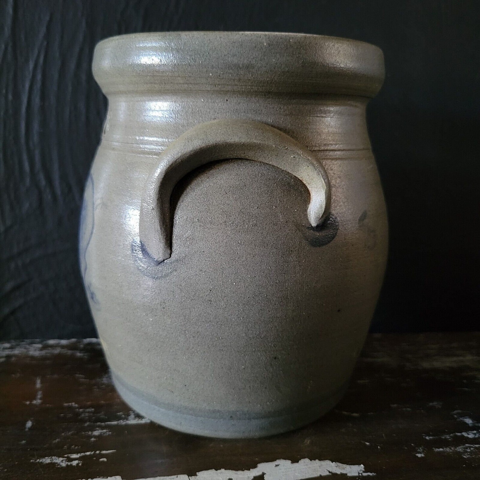 Rowe Pottery Works Pig Crock Vase Salt Glaze Blue USA 1992 Etsy