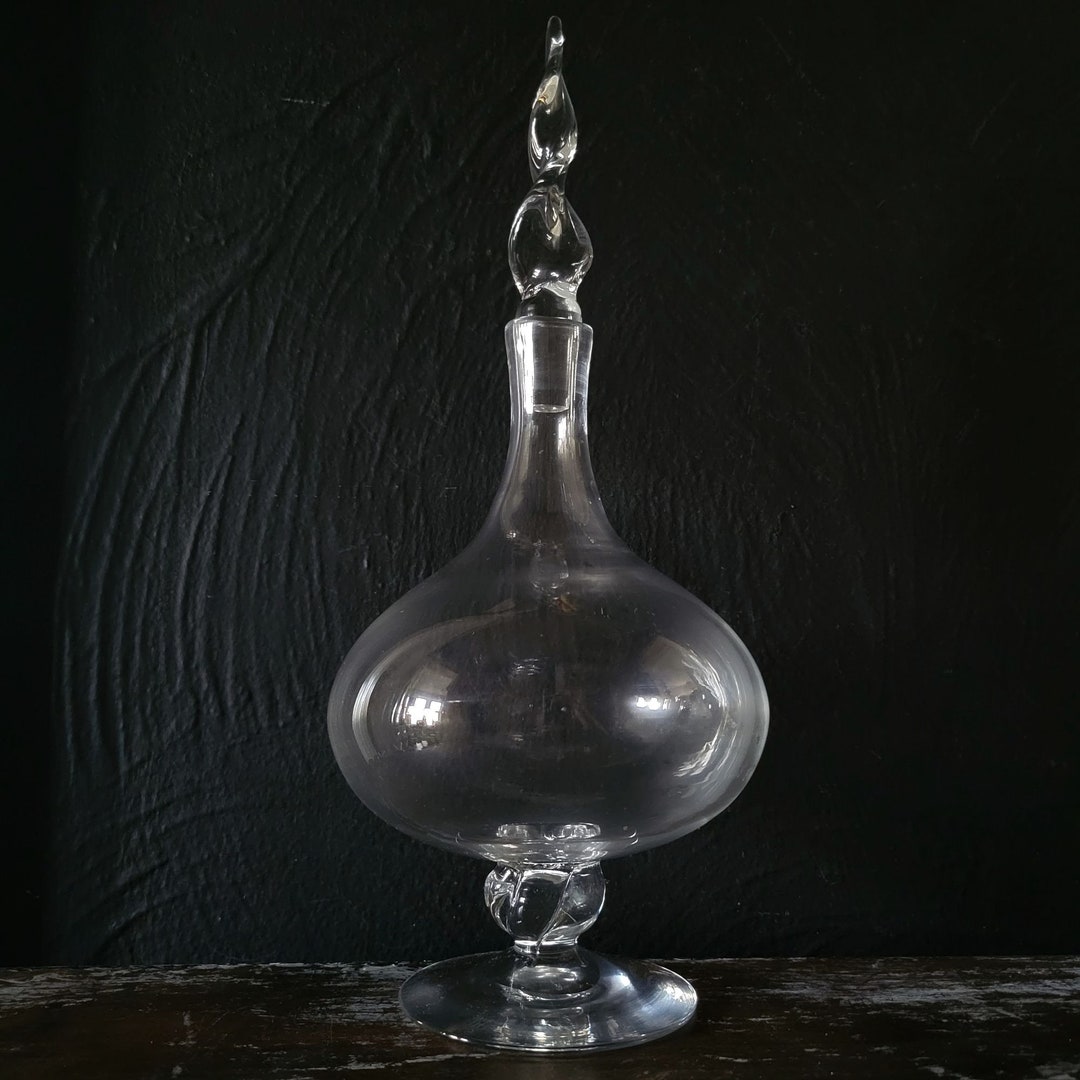 Clear Cut Glass Round Decanter