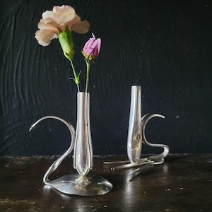 Paar umfunktionierte Rogers Bros Vintage Silber Vasen, Vintage Vase