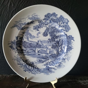 Vintage Enoch Wedgwood &quot;Countryside&quot; Blue and White Dinner Plate 10&quot; England
