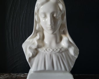 Vintage Holland Mold Bust of Virgin Mary, Madonna Figure, Religious Iconography
