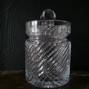 Vintage Crystal Swirl Pattern Biscuit Barrel, Crystal Cookie Jar