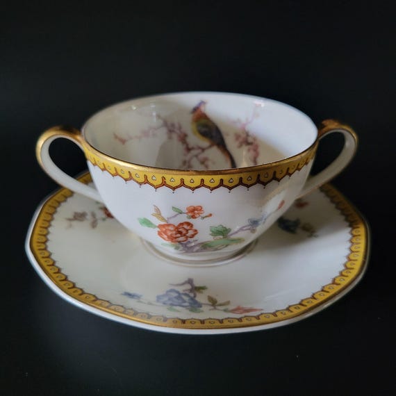 Antique Theodore Haviland Limoges Bouillon Cup & Saucer Eden
