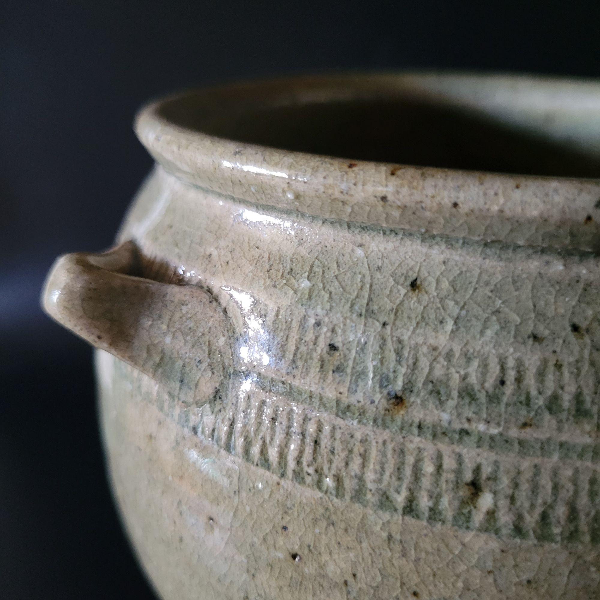Handcrafted Glazed Stoneware Pot With Textured Detailing and Rustic ...