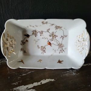 Antique 1882 Charles Field Haviland Rectangle Serving Dish With Birds *See Desc