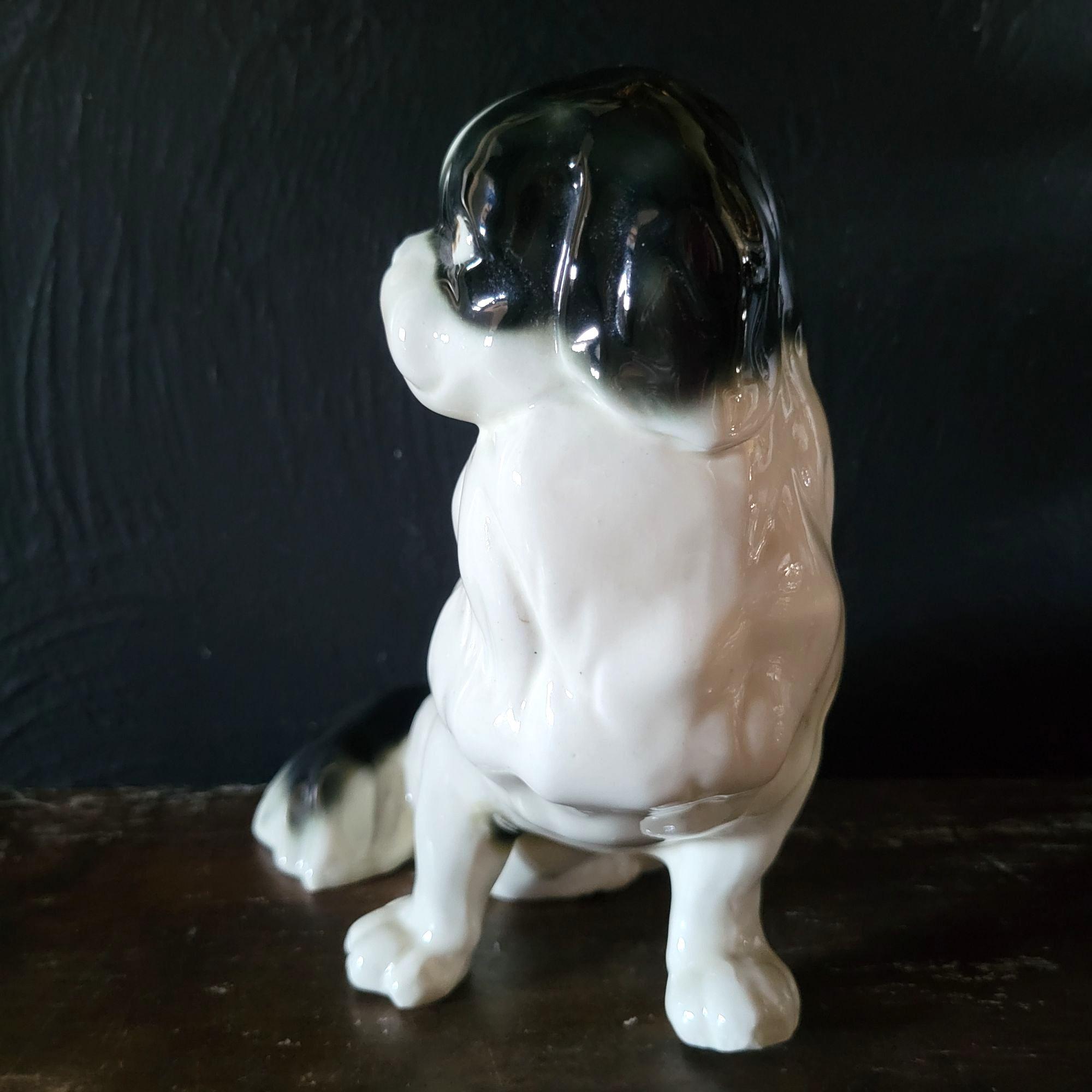 大型ヴィンテージ狆陶器製犬置物（ドイツ製、白黒） - Etsy 日本