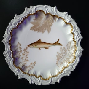 Antique Tressemanes & Vogt Limoges France Hand Painted Fish Plate