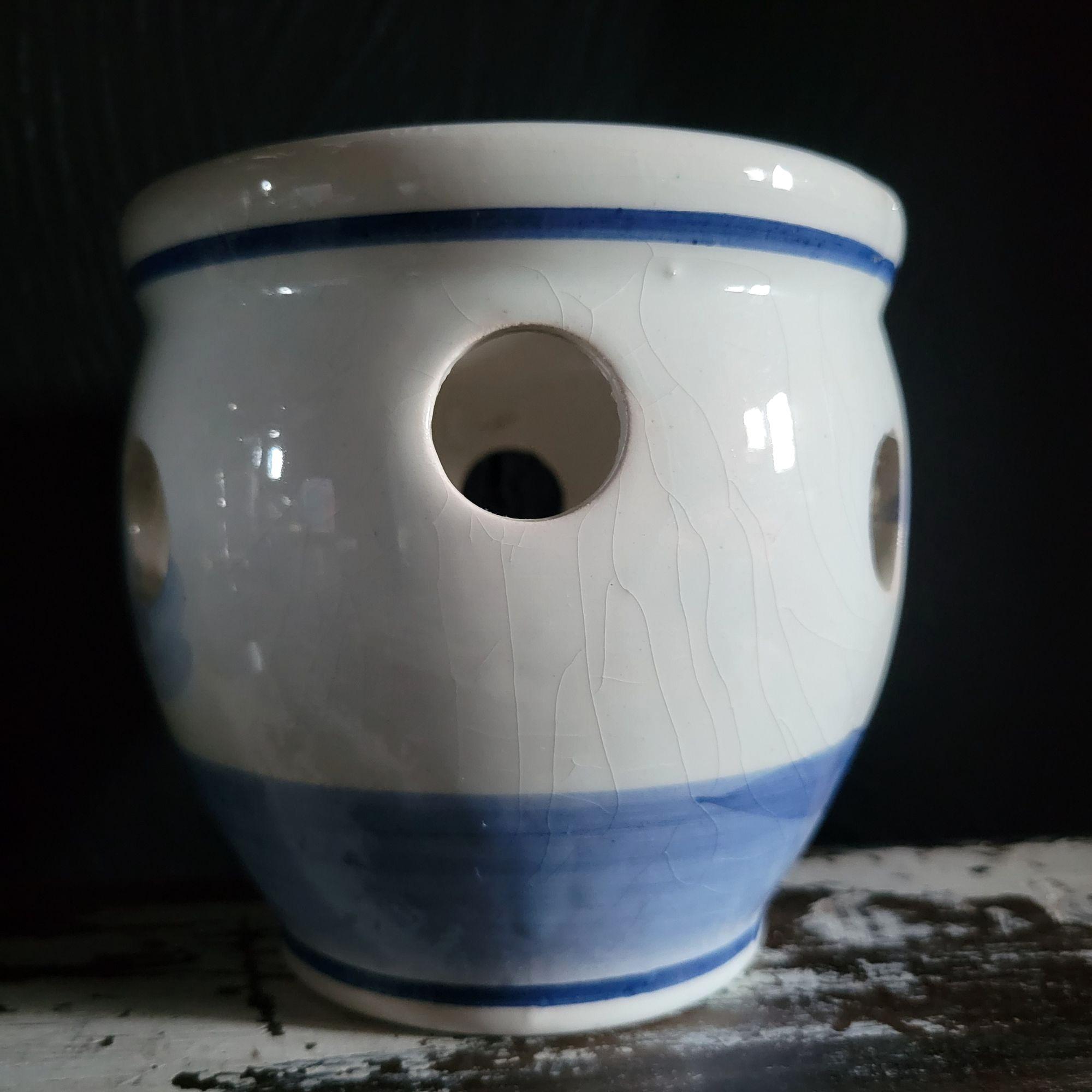 Vtg Delft Blauw Crocus Bowl/bulb Planter Windmill and Sailboat