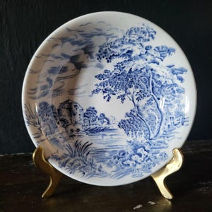 Vtg Enoch Wedgwood Co Countryside Berry Bowl 5&quot; Blue & White Scene