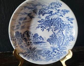 Vtg Enoch Wedgwood Co Countryside Berry Bowl 5" Blue & White Scene