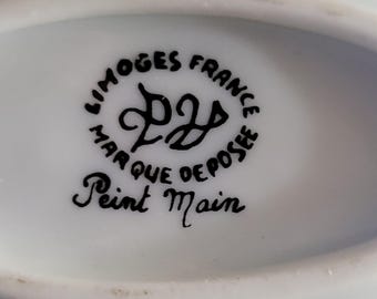 Vintage Limoges France Peint Main Porcelain Tureen Shape Box With