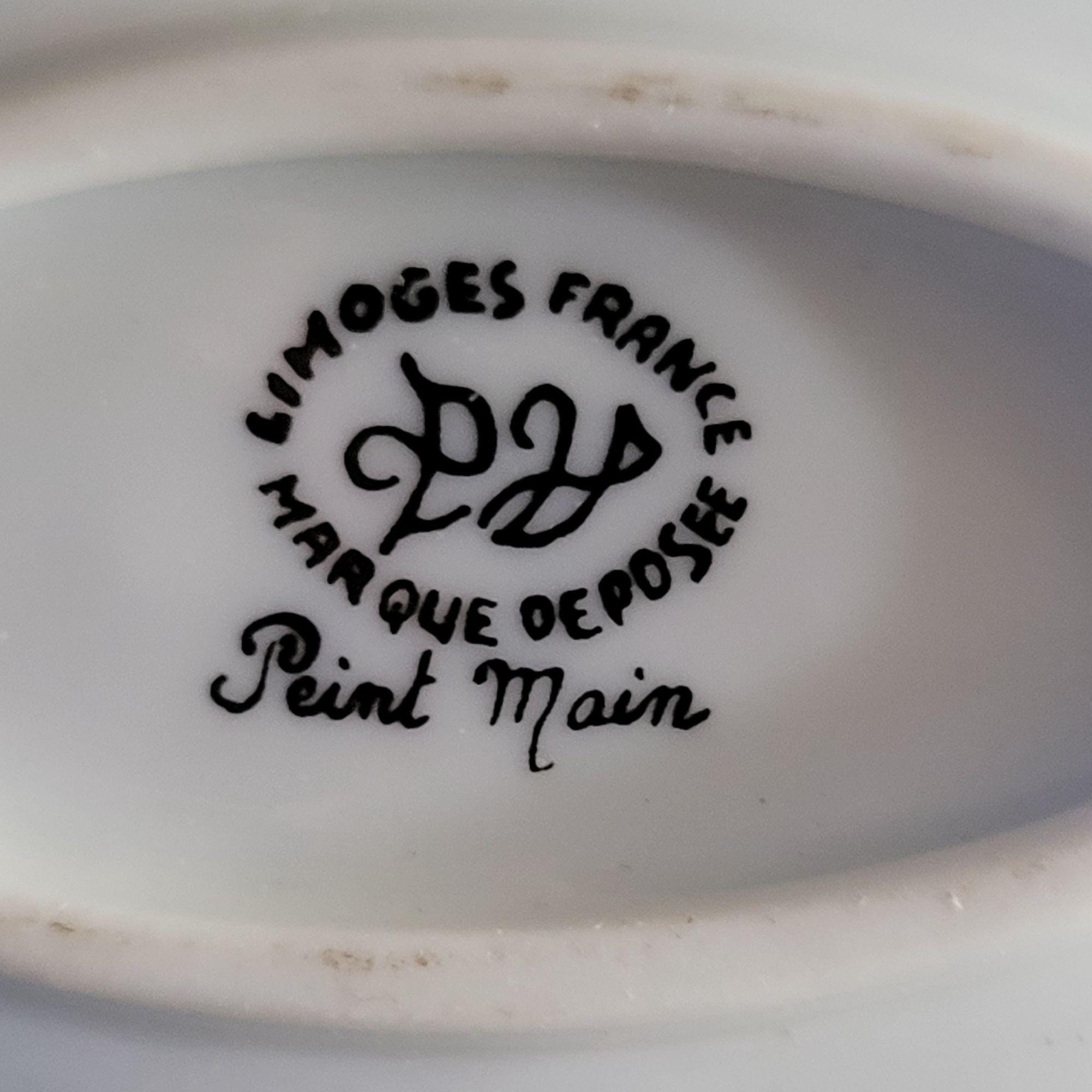 Vintage Limoges France Peint Main Porcelain Tureen Shape Box With