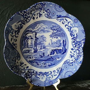Spode Blue Italian Daisy Bowl 11.125&quot; Scalloped Edge Blue and White Bowl