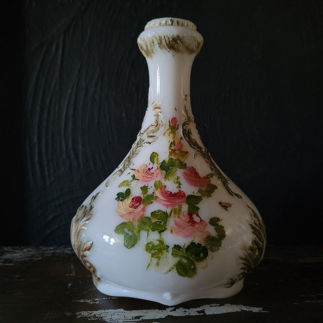 Antique Milk Glass Decanter, Dithridge Glass Company Victorian Milk