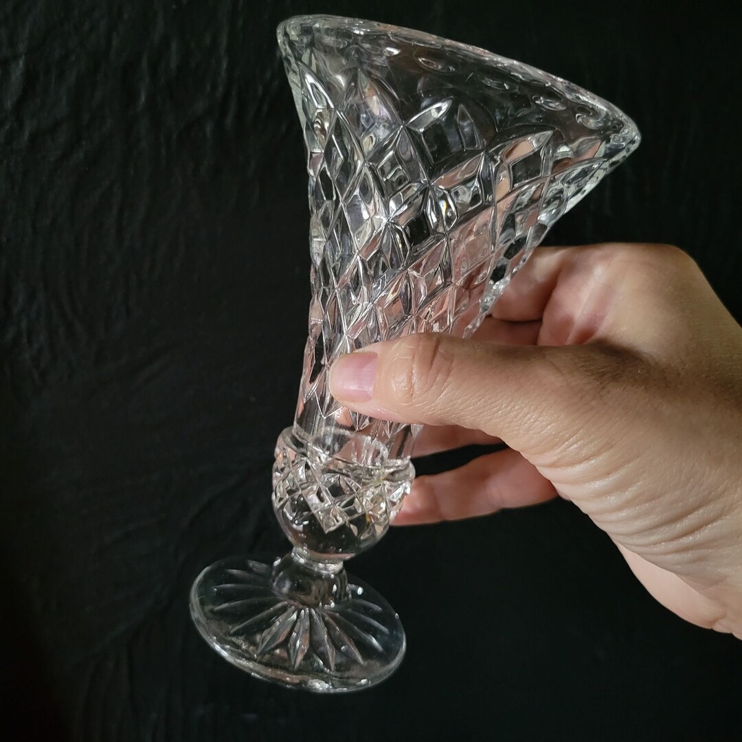 Small Vintage Pressed Glass Fluted Vase Etsy