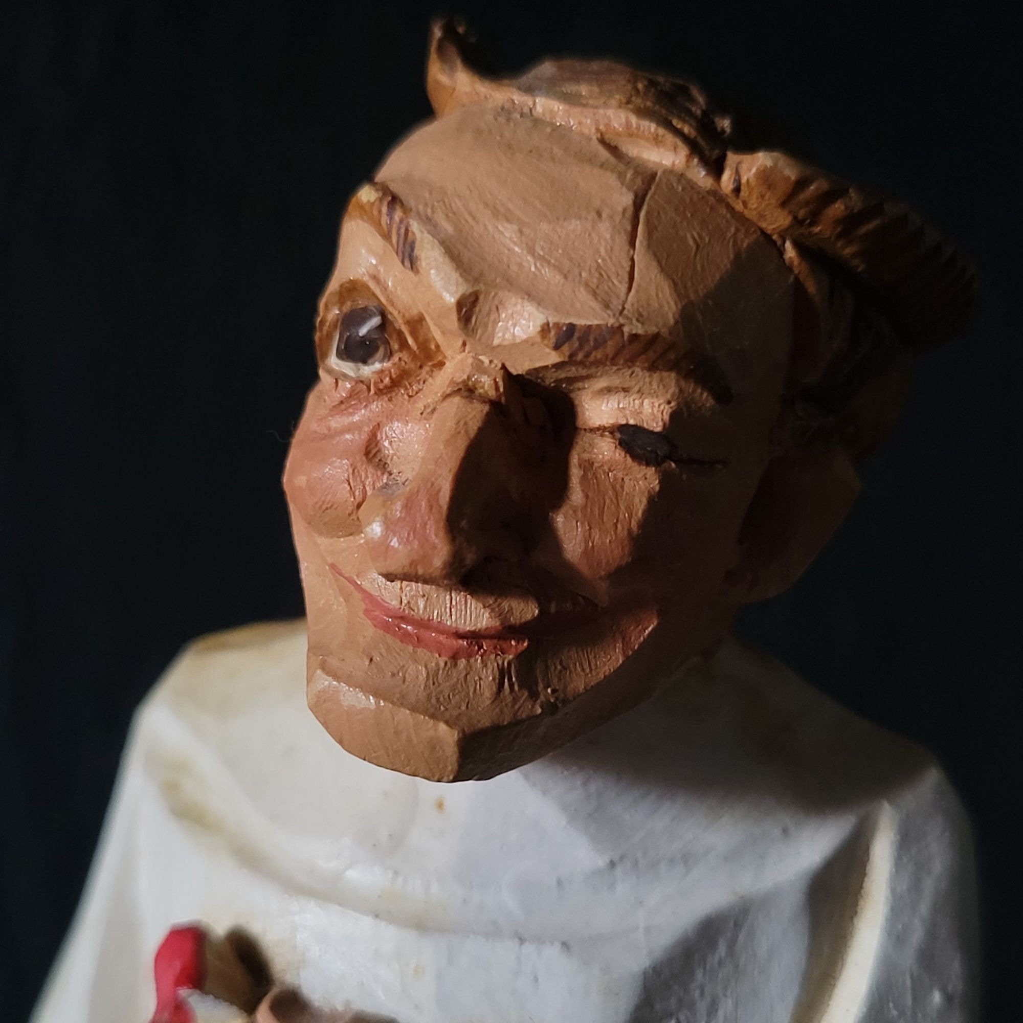 Figurine Allemande En Bois Jaschke Pretzl, Gynécologue, Vintage, Sculpture