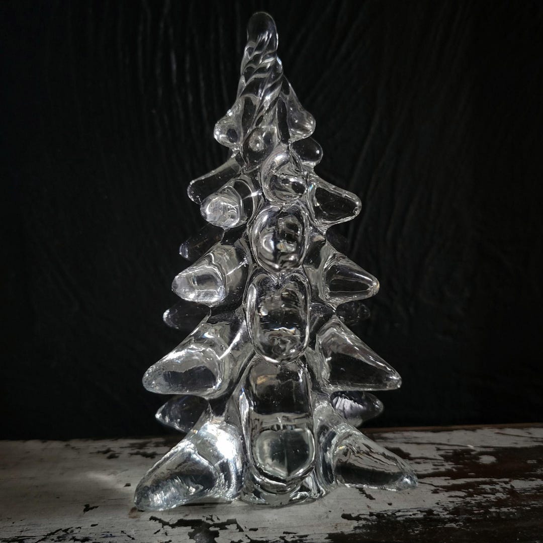 ヴィンテージ クリスタル クリアガラス製　クリスマスツリー Vintage Glass Christmas Tree Clear Glass Christmas Tree Twisted