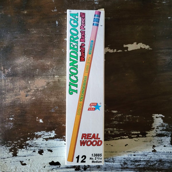 Vintage Dixon Ticonderoga Pencil No. 2 5/8 Medium, 12 Count, Ethan Allen