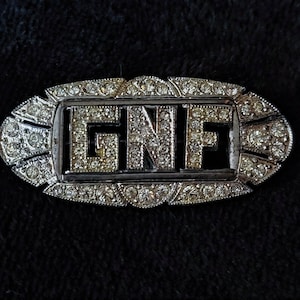 Vintage Art Deco Pave Rhinestone GNF Monogram Initials Brooch Pin