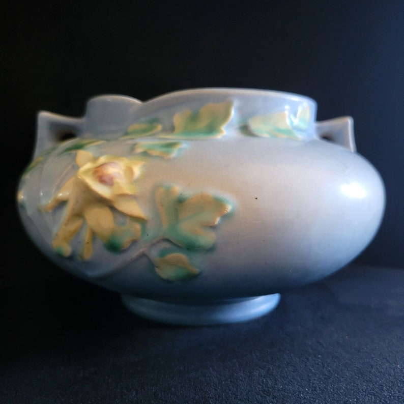 Vintage Roseville Pottery Blue Columbine Vase / Jardiniere Etsy