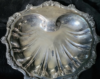 Vintage Poole Old English Silverpläterad mittstycke snäckskål/serveringsskål med Gadroon