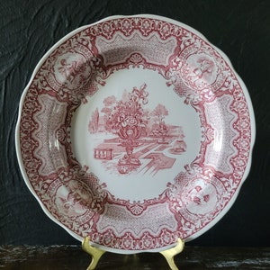 Piatto vintage The Spode Archive Collection serie vittoriana &quot;Seasons&quot; al mirtillo rosso