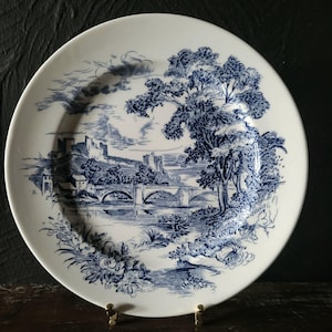 Vintage Enoch Wedgwood &quot;Countryside&quot; Blue and White Transferware Dinner Plate