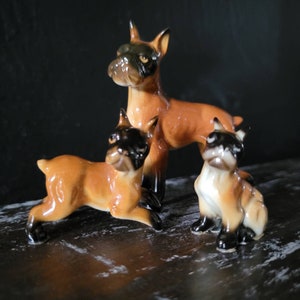 Hagen-Renaker (?) Boxer Dog Figurine Family