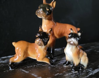 Hagen-Renaker (?) Boxer Dog Figurine Family