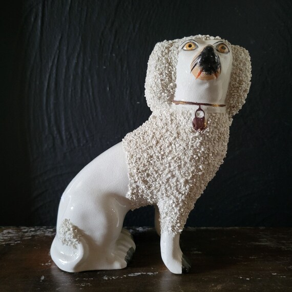 Antique Confetti Staffordshire Dog, Wally Dog Figurine, Mantle Dog