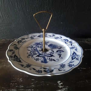 Blue Danube Porcelain Dessert Stand /tidbit Tray Floral Pattern