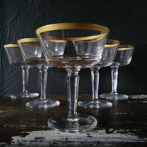 Set of 5 Lenox Crystal Eternal (Gold Trim, Barclay) Sherbet Champagne Glasses