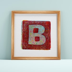 Letter B  |  Letter B Artwork  |  Letter B Wall Print |  Blue Capital Letter B  | High-Quality Giclée Print