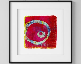 Seeing—In Red |  9" x 9" abstract eye  |  abstract wall art  |  giclée fine art print  |  red abstract
