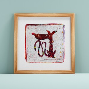 Tale of a Tail  |  9"x9" Dog with Long Whimsical Tail  |  Dog Art  |  Whimsical Dog  |  Giclée Fine Art Print
